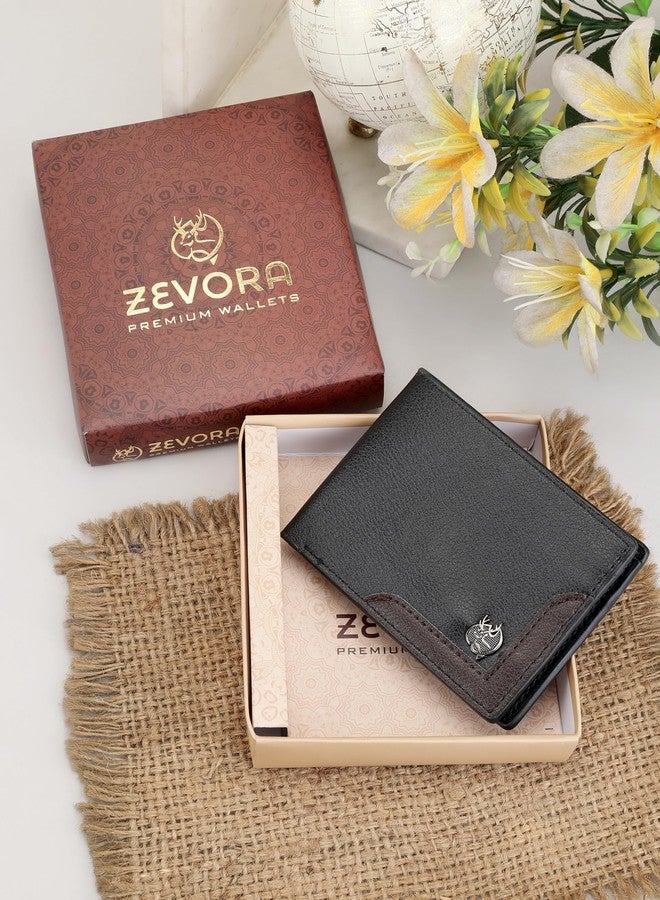 ZEVORA Men Travel, Trendy, Casual Black Leather Wallet (4 Card Slots) - Image 2